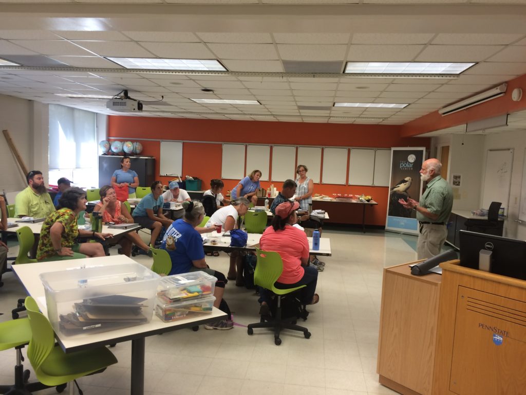 Don Voigt, geoscientist prepares everyone for a trip to the "Ice Lab"